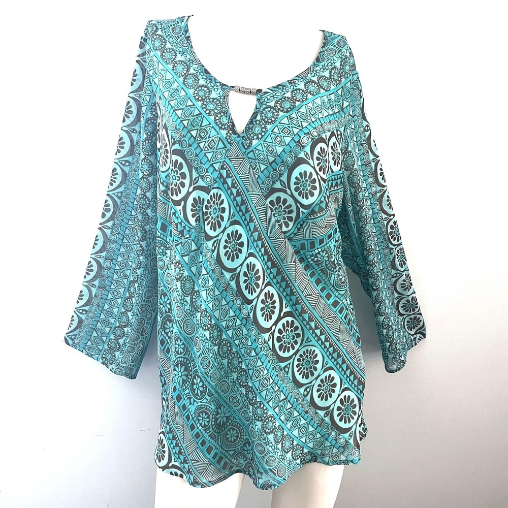 Como Women Womens Blouse 1X Boho Fairy‎ Coquette Babydoll Sheer Y2K Flirty Flowy